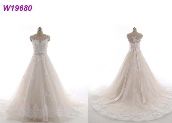 Fashionable Floor Length A Line Wedding Dresses , See Through A Line Bridal Gowns
