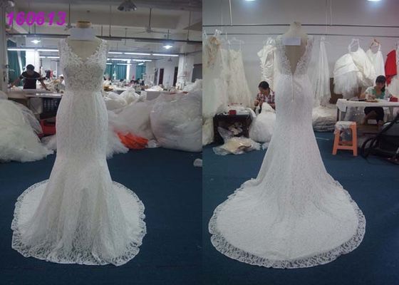 Sexy Lace Backless Mermaid Wedding Dress , Fashion Mermaid Style Wedding Gowns