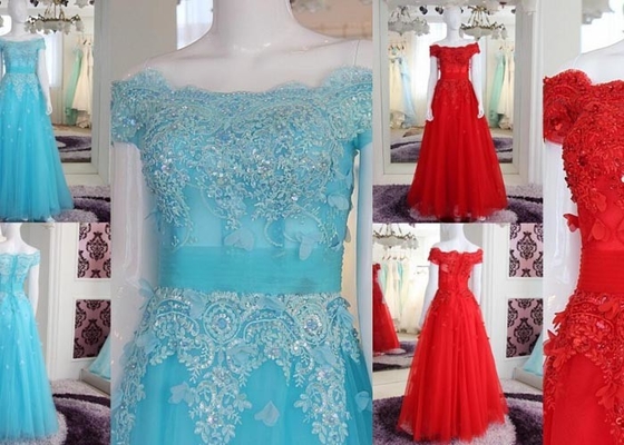 A Line Banquet Prom Ball Gowns For Special Occasion Long Appliques Decoration