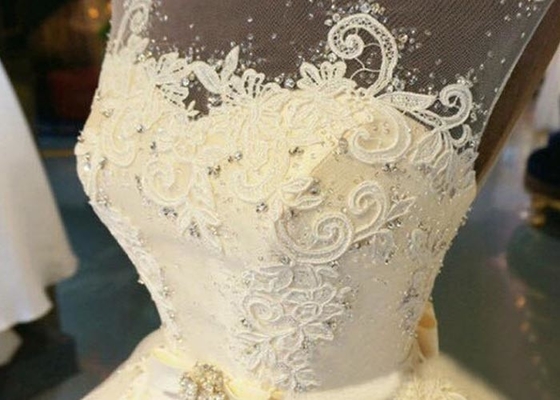 Custom Made Sleeveless Female Wedding Dress Tulle Open Back Princess Design