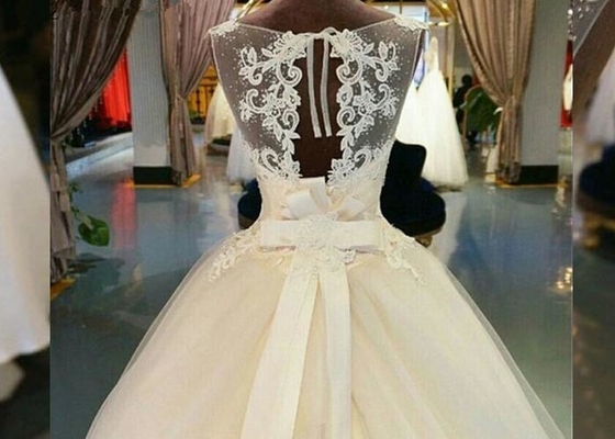 Custom Made Sleeveless Female Wedding Dress Tulle Open Back Princess Design