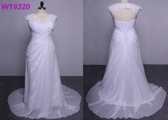 Bridesmaid White A Line Beaded Wedding Dresses With Extremely Chiffion Long Trains