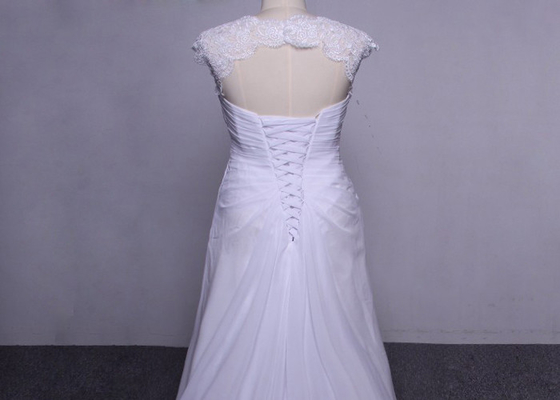 Bridesmaid White A Line Beaded Wedding Dresses With Extremely Chiffion Long Trains