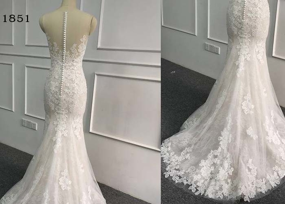 Lace Boat Neck Ball Gown Wedding Dress , Ivory Plus Size Mermaid Wedding Dresses