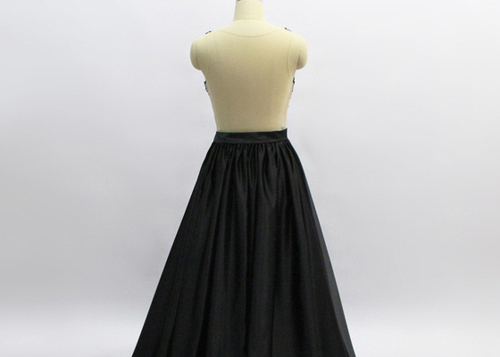 Sexy Women Long Black Prom Dresses , Sleeveless Black Ball Gown Prom Dresses