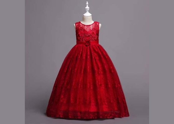 Child Floral Light Pink Flower Girl Dresses , 3-8 Year Flower Girl Bridesmaid Dresses