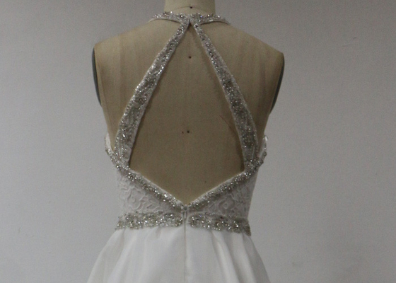 Elegant Backless White Prom Dresses / Sexy Spaghetti Strap Plus Size Prom Dresses