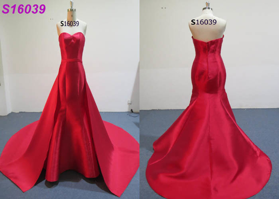 Red Detached Super Long Train Female Wedding Dress Mermaid Bridal Gowns