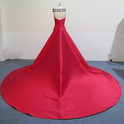 Red Detached Super Long Train Female Wedding Dress Mermaid Bridal Gowns