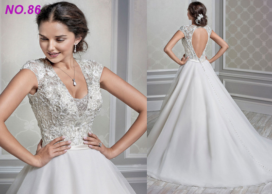 Vestidos de casamento da princesa Estilo/vestidos dados forma da princesa bola decoração dos grânulos