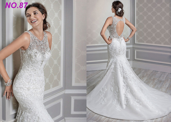 Vestido de casamento romântico da princesa Noiva da sereia do tamanho padrão para as meninas feito-à-medida