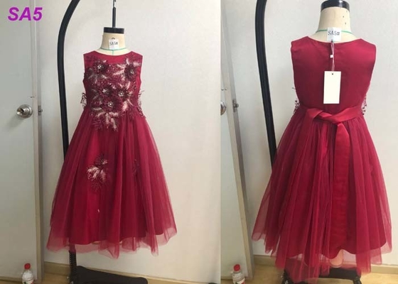 Vestidos do florista das crianças bonitas do laço para o pescoço completo do comprimento O da festa de anos