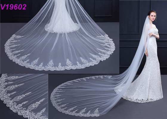 Os véus/mulheres longos personalizados do casamento do vintage aparam o véu branco do casamento 3 medidores